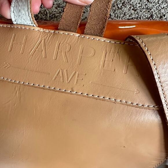 Harper Ave Orange Cream Patent Vinyl Leather Trim Backpack Bag Travel Diaper Bag main image 12